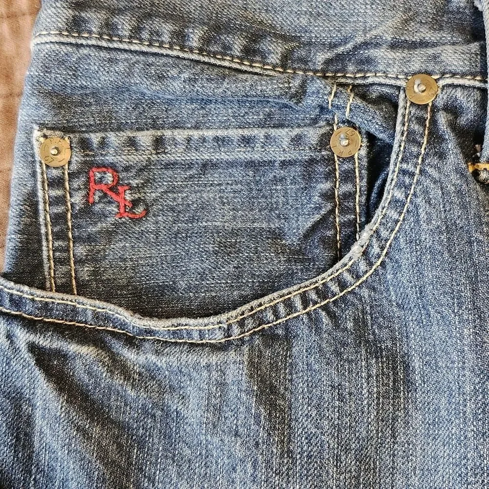 VTG Polo Ralph Lauren Authentic Dungarees Jeans Mens 44bx30 Loose Straight Y2K